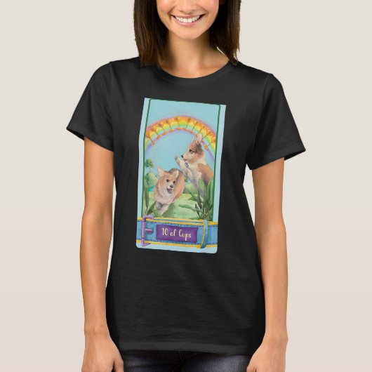 Tarotkaart 10 van bekertjes en honden t-shirt (Voorkant)