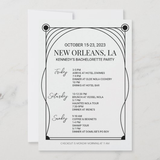 Tarotkaart Bachelorette-feest Itinerary Kaart (Achterkant)