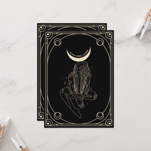 Tarotkaart bruidsdouche uitnodiging  (Voorkant / Achterkant in situ)