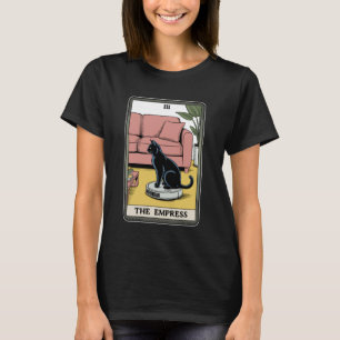 Tarotkaart De Keizerin Kat Op Robotstofzuiger T-shirt