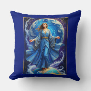 Tarotkaart, de Wereld, in diepblauw Kussen