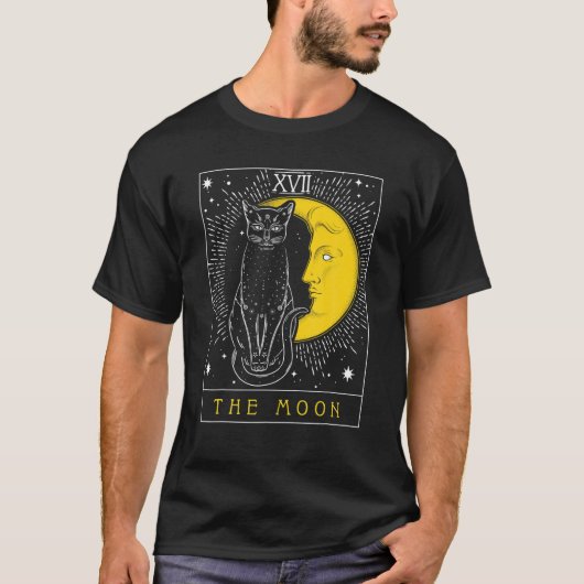 Tarotkaart Halve Maan En Kat Grafisch T-shirt (Voorkant)