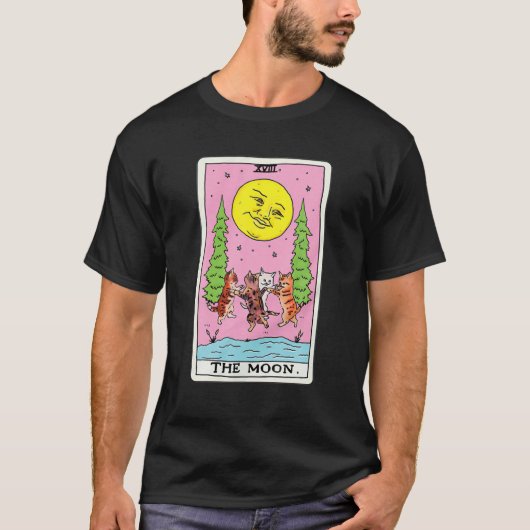 Tarotkaart, halve maan, kat-vierkant, grafisch t-shirt (Voorkant)
