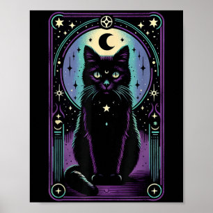 Tarotkaart Halve Maan Zwarte Kat Liefhebber Tarotk Poster