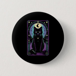 Tarotkaart Halve Maan Zwarte Kat Liefhebber Tarotk Ronde Button 5,7 Cm