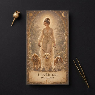 Tarotkaart Hemelse Mystieke Vrouw Hondenuitlaatste Visitekaartje