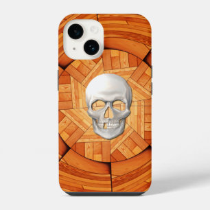Tarotkaart hout met 3D schedel inleg iPhone 14 Hoesje