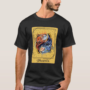 Tarotkaart Phoenix Ying Yang Vuurvogel met Fantasi T-shirt