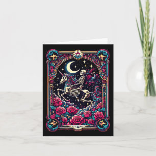 Tarotkaart Skelet Kleurrijke Bloem Unicorn Hallowe Kaart