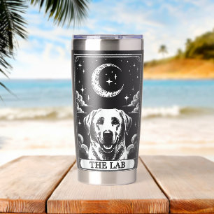 Tarotkaart Vintage Halve Maan Labrador Ophaalt Geïsoleerde Drinkbeker