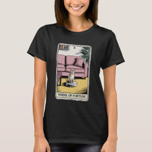 Tarotkaart Wiel van het Lot Kat op Robot Stofzuige T-shirt