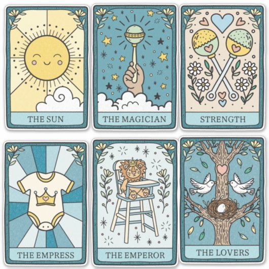 Tarotkaarten Baby Shower Stickers (Voorkant)