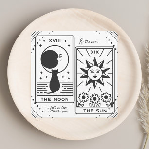 Tarotkaarten   Bruidsfeest   Trouwen   Modern Z+W Bedankkaart