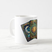Tarotkaarten met Mistiche Hemelse Kunst Koffiemok (Voorkant links)