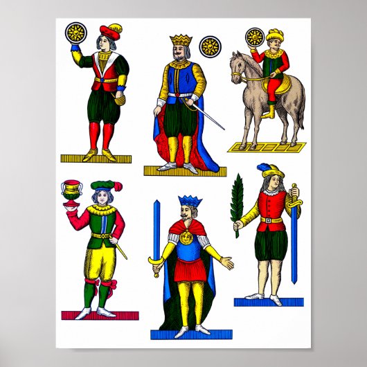 tarotkaartkings mannen Fantasy Medieval Art Poster (Voorkant)