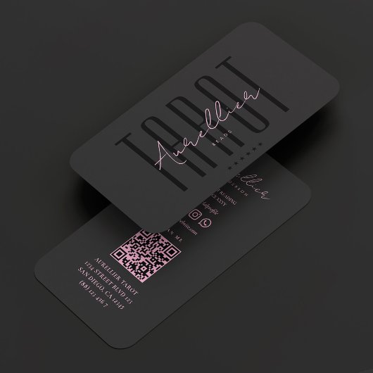Tarotlezer Astroloog Psychisch Zwart Roze Visitekaartje