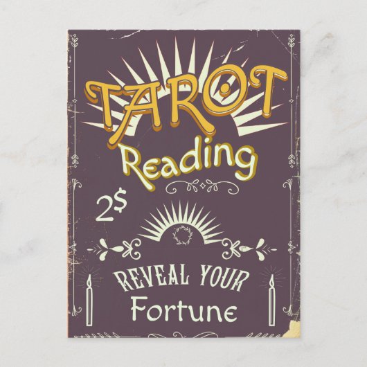 Tarotlezer vintage afdruk briefkaart (Voorkant)