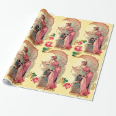 TAROTS, DAME VAN DE MAAN, BLOEMEN, ROZE ROZEN, gee Cadeaupapier (Uitgerold)