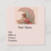 TAROTS, DAME VAN DE MAAN EN BLOEMEN ROZE monogram Vierkante Visitekaartje (Voorkant)