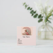 TAROTS, DAME VAN DE MAAN EN BLOEMEN ROZE monogram Vierkante Visitekaartje (Staand voorkant)