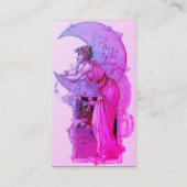TAROTS / LADY OF THE MOON MET BLOEMEN ROZE PAARSE VISITEKAARTJE (Achterkant)