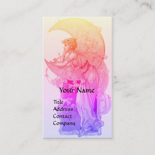 TAROTS / LADY OF THE MOON MET BLOEMEN ROZE PAARSE VISITEKAARTJE (Voorkant)