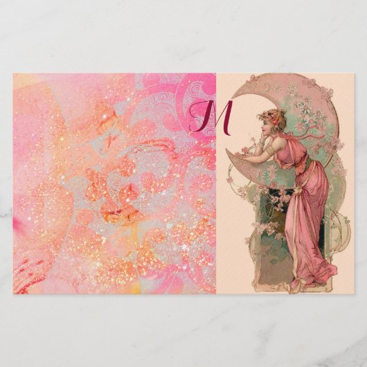 TAROTS / MAAN DAME, ROZE BLOEMEN WERVELINGEN MONOG BRIEFPAPIER (Voorkant)