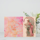 TAROTS / MAAN DAME, ROZE BLOEMEN WERVELINGEN MONOG BRIEFPAPIER (Staand voorkant)