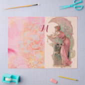 TAROTS / MAAN DAME, ROZE BLOEMEN WERVELINGEN MONOG TISSUEPAPIER (Craft)