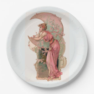 TAROTS/ MAANVROUW, BLOEMEN IN ROZE  PAPIER P PAPIEREN BORDJE