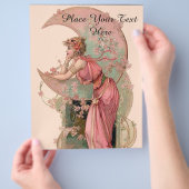 TAROTS / MEISJE VAN DE MAAN MET BLOEMEN IN ROZE FLYER (Hand)