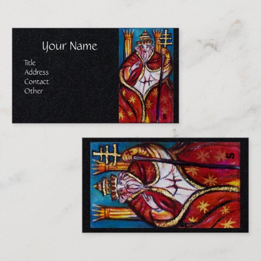 TAROTS OF LOST SHADOWS PAUS HIEROPHANT Zwart Papie Visitekaartje (Voorkant / Achterkant)