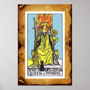 TAROTS/QUEEN OF WANDS Brown Parchment Poster