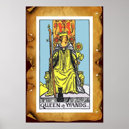 TAROTS/QUEEN OF WANDS Brown Parchment Poster (Voorkant)