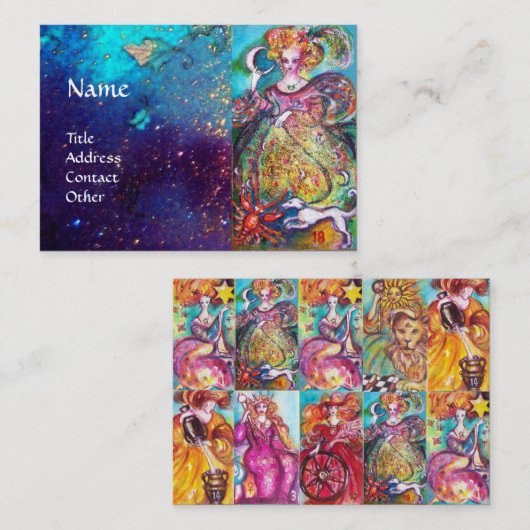 TAROTS VAN DE VERLOREN SCHADUWEN / MAAN DAME, ZON VISITEKAARTJE (Voorkant / Achterkant)