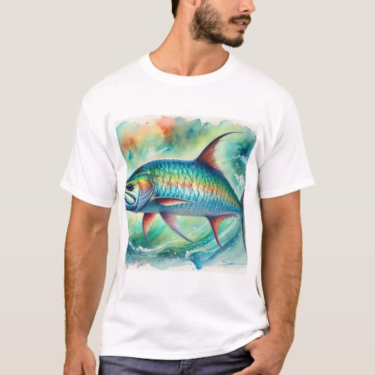 Tarpon fish 051024AREF147 - Watercolor T-shirt (Voorkant)