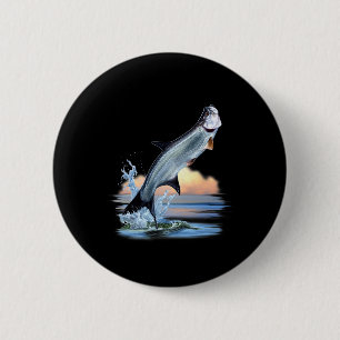 Tarpon Fish Fresh Water Wildlife Hunting Vist A Ronde Button 5,7 Cm