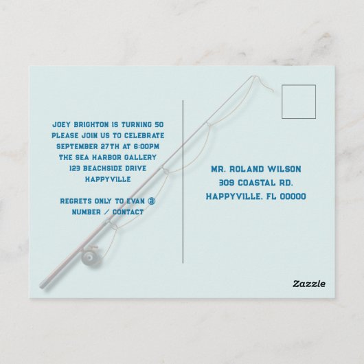 Tarpon Gevist Verjaardagsfeestuitnodiging voor vol Briefkaart (Achterkant)