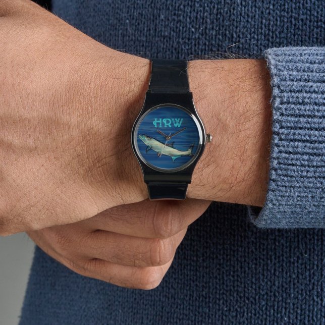 Tarpon Gevist zoutwater monogram Horloge (Creator heeft geüpload)