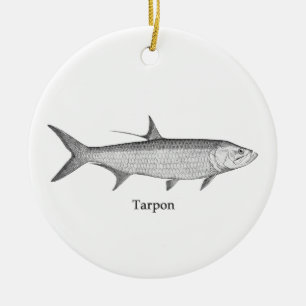 Tarpon Logo (lijnkunst) Keramisch Ornament