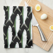 Tarpon patroon op zwart theedoek (Quarter Fold)