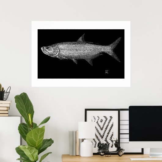 Tarpon Scratch art Poster (Thuiskantoor)