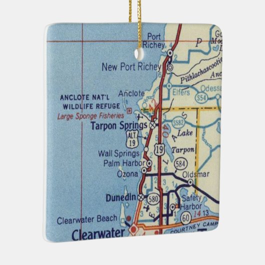 Tarpon Springs FL  kaart Keramisch Ornament (Rechts)