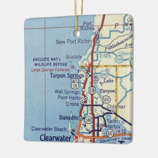 Tarpon Springs FL  kaart Keramisch Ornament (Links)