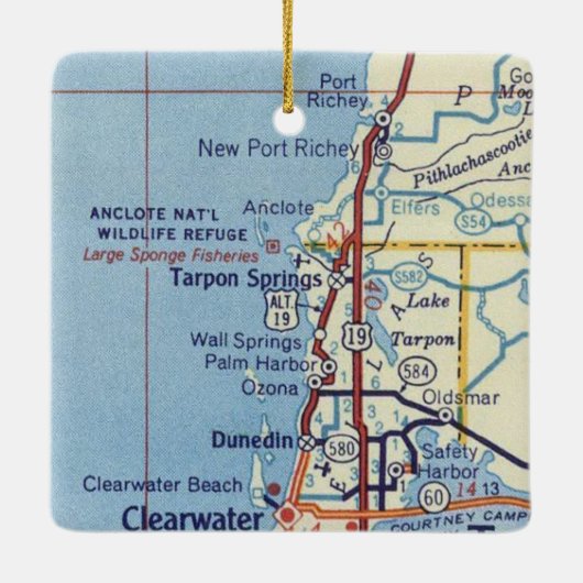 Tarpon Springs FL  kaart Keramisch Ornament (Achterkant)