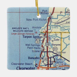 Tarpon Springs FL  kaart Keramisch Ornament