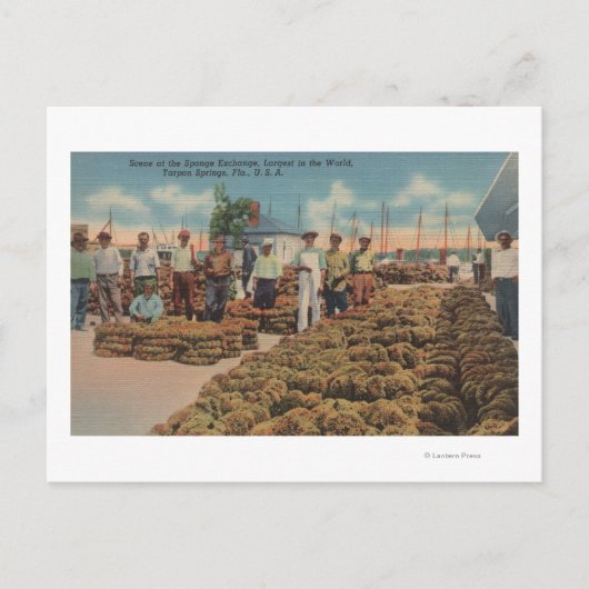 Tarpon Springs, FL - Scene of Sponge Exchange Briefkaart (Voorkant)