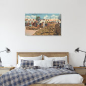 Tarpon Springs, FL - Scene of Sponge Exchange Canvas Afdruk (Insitu (Slaapkamer))