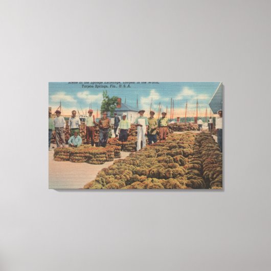Tarpon Springs, FL - Scene of Sponge Exchange Canvas Afdruk (Voorkant)