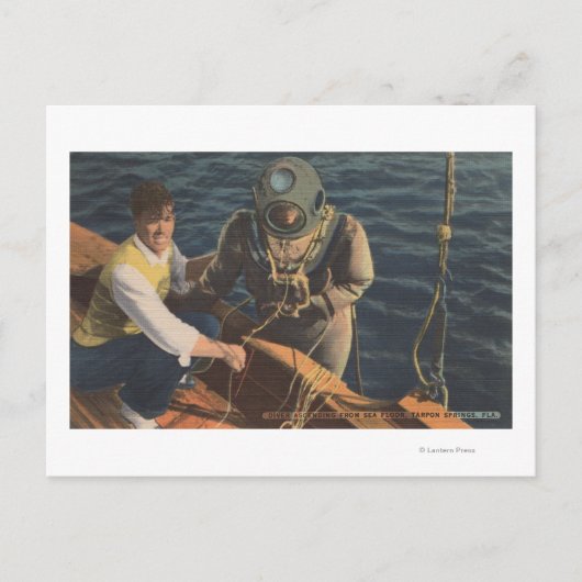 Tarpon Springs, FL - Uitzicht van duikboe Briefkaart (Voorkant)